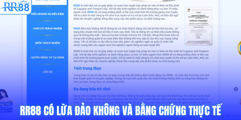 RR88 có lừa đảo không và bằng chứng thực tế